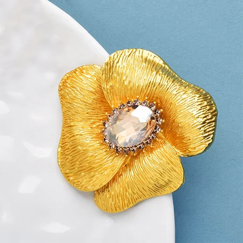 PENDRA Elara 2-Color Rhinestone Flower Brooch
