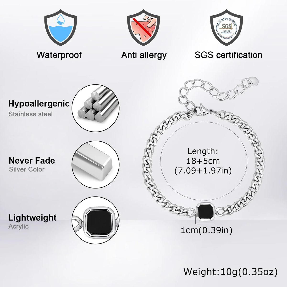 Stylish Men's Chain Bracelet,Hip Hop Stainless Steel Cuban Chain Wristband,Jewelry Gift for Father Son Husband BBF