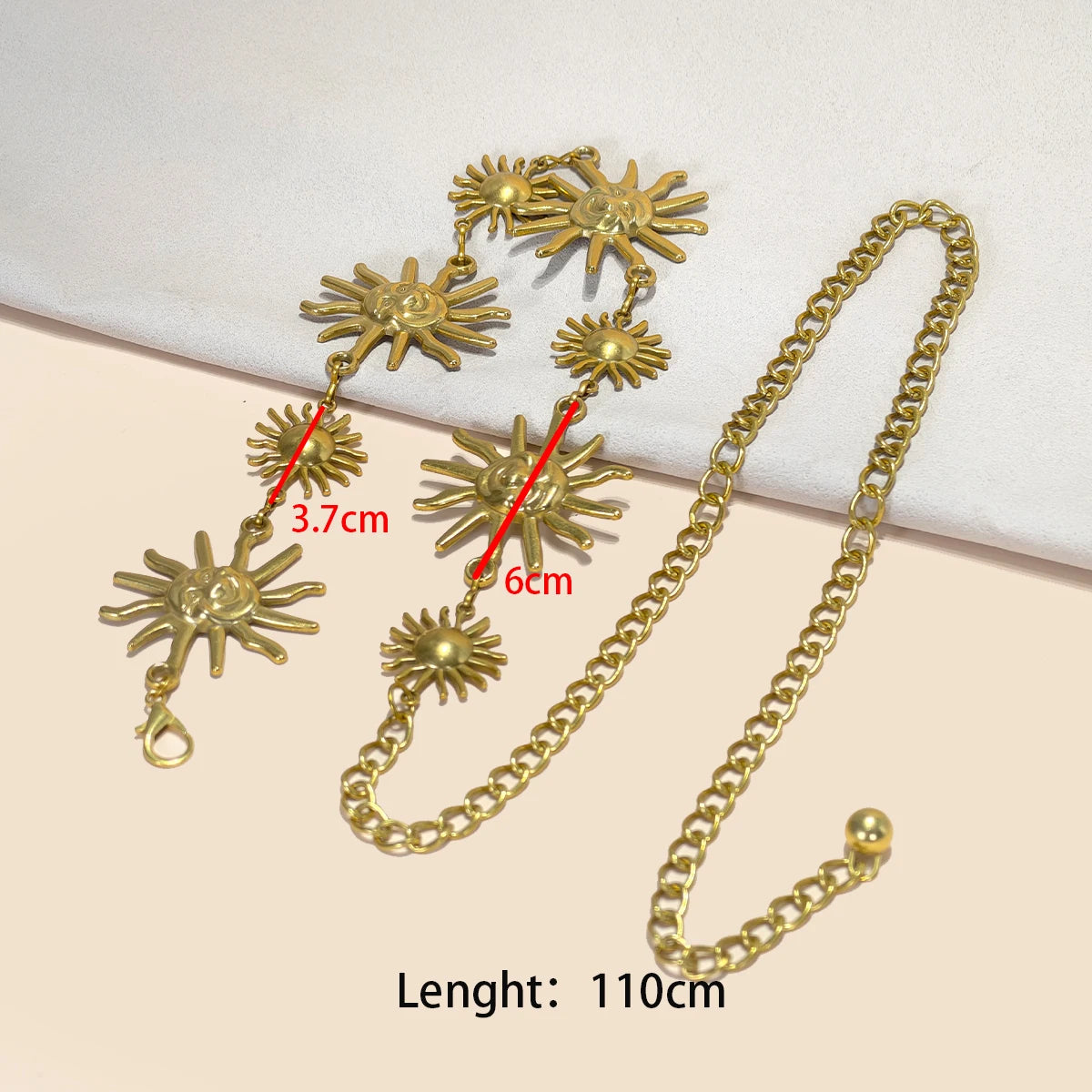 Retro style women's metal waist chain Punk accessories Decorative circle carved chain belt high-Quality Dress Jeans Waistband