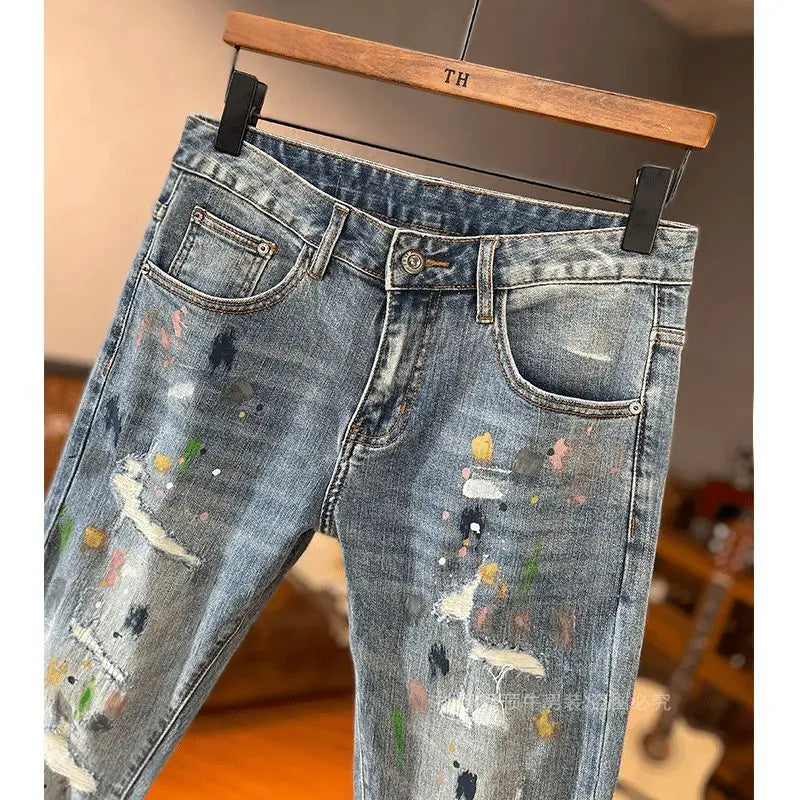 PENDRA Korean Cargo Paint Jeans