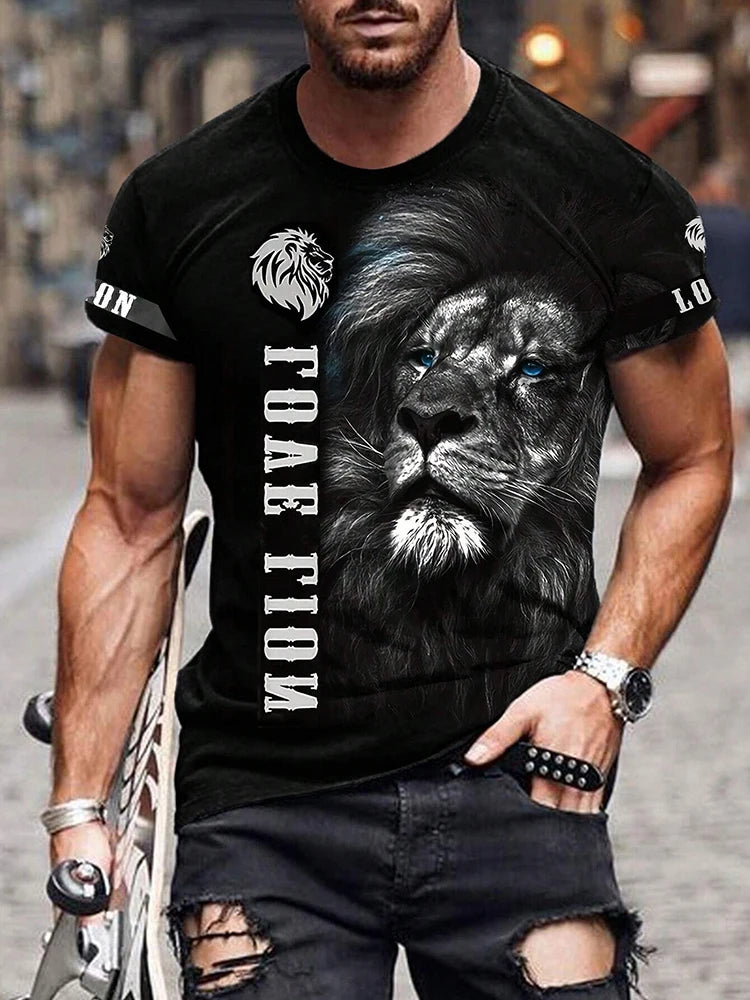 PENDRA Short-Sleeve Lion Print T-Shirt