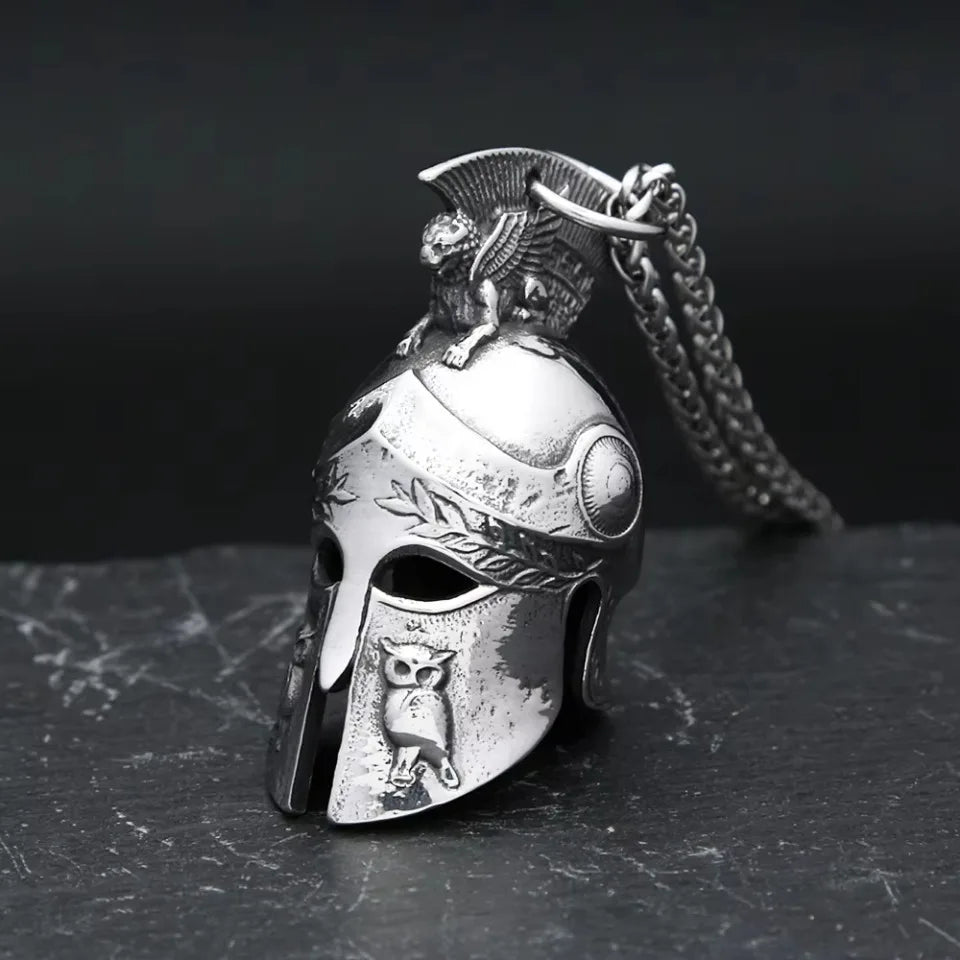 PENDRA Spartanhelm 3D Stainless Steel Spartan Helmet Pendant