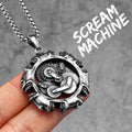 PENDRA Steampunk Gear Skull Steel Necklace