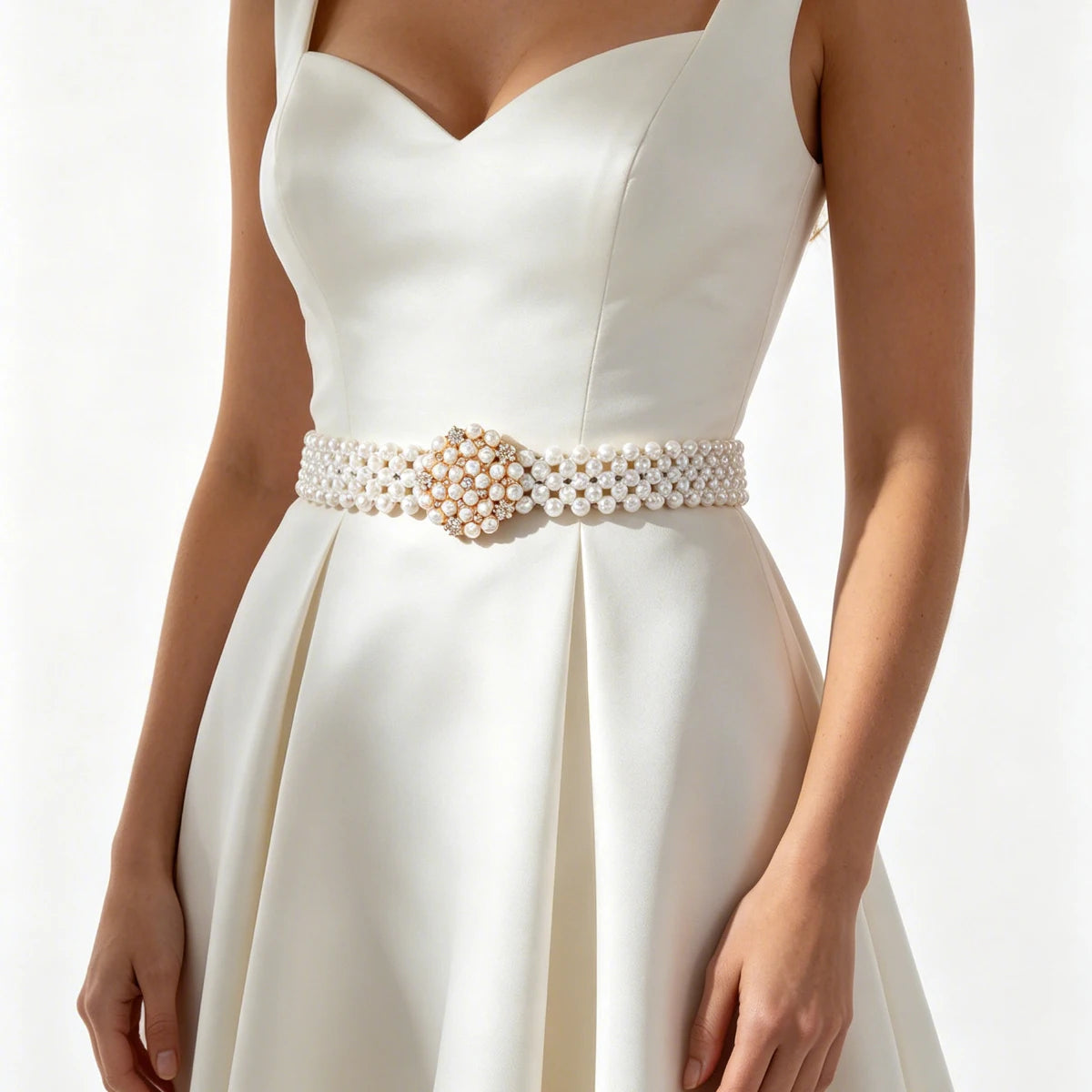 Luxury Fashion Pearl Rhinestone Pearl Waist Belt Female Korean Fashion wedding Dress Decoritive Elegant Women's Wide Waist Chain
