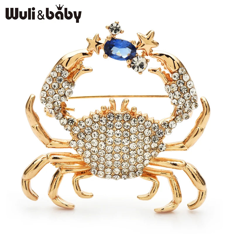 PENDRA Crabspark 2-Color Rhinestone Crab Brooch
