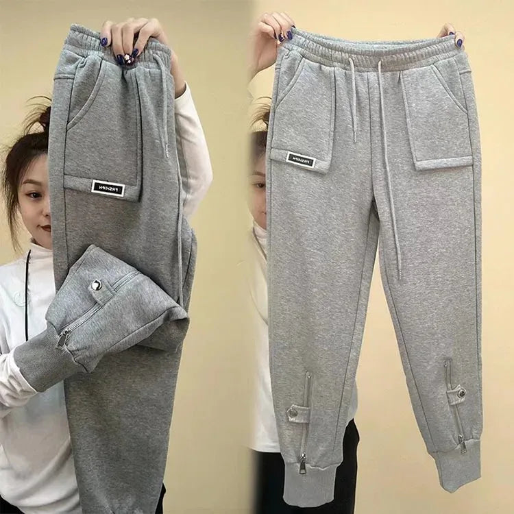 PENDRA Velvet Lined Elastic Waist Harem Pants