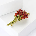 PENDRA Rosalia Red Rose Flower Brooch