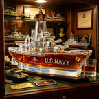 Novelty Warship Design Whiskey Decanter Crown Cap Clear Glass Liquor Bottle for Whiskey Bourbon Bar Display Decor Ornament