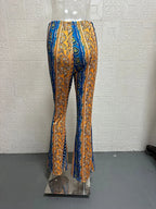 Vintage Boho Spring Floral Print Casual Pants Fashion new high elasticity tight fitting micro flared Yoga Joggers pants