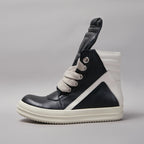 PENDRA Black Geobasket Black Leather High-Top Zip Jumbo-Lace Edition 2 Ankle Boots