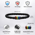 Mprainbow Magnetic Buckle Leather Bracelets for Men Boys,Rainbow LGBTQ Pride Bracelets,Handmade Jewelry Gift