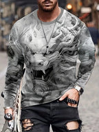 PENDRA Long Sleeve Dragon Print T-Shirt