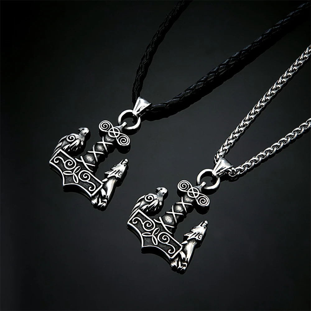 PENDRA Wolf Rune Hammer Necklace