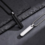Vertical Long Bar Pendant Necklaces for Men Boys,Stainless Steel Cutting Flower Pendant Necklaces,Casual Jewelry