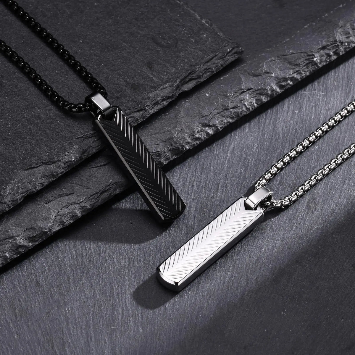 Vertical Long Bar Pendant Necklaces for Men Boys,Stainless Steel Cutting Flower Pendant Necklaces,Casual Jewelry