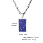 Natural Stone Square Men's Necklace,Waterproof Stainless Steel Geometric Pendant Necklace,Trendy Birthday Jewelry Gift