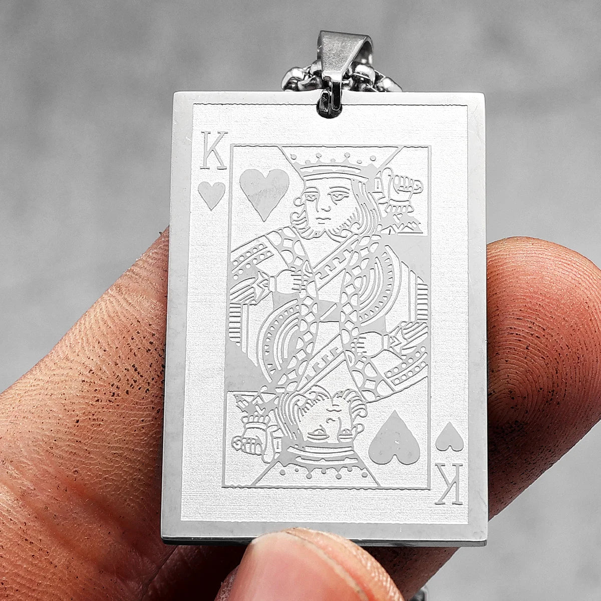 PENDRA Poker King Spades Steel Necklace