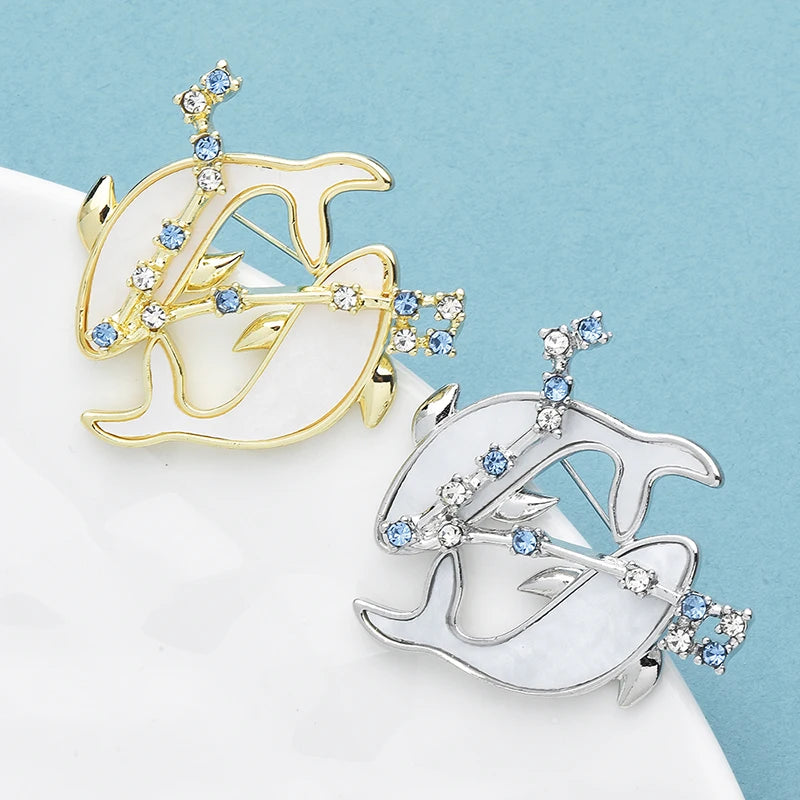 PENDRA Oceanic Crystal Dolphin Brooch