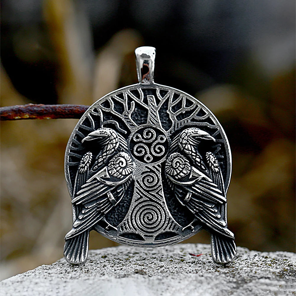 PENDRA Ravenodin Viking Double Ravens Pendant Necklace