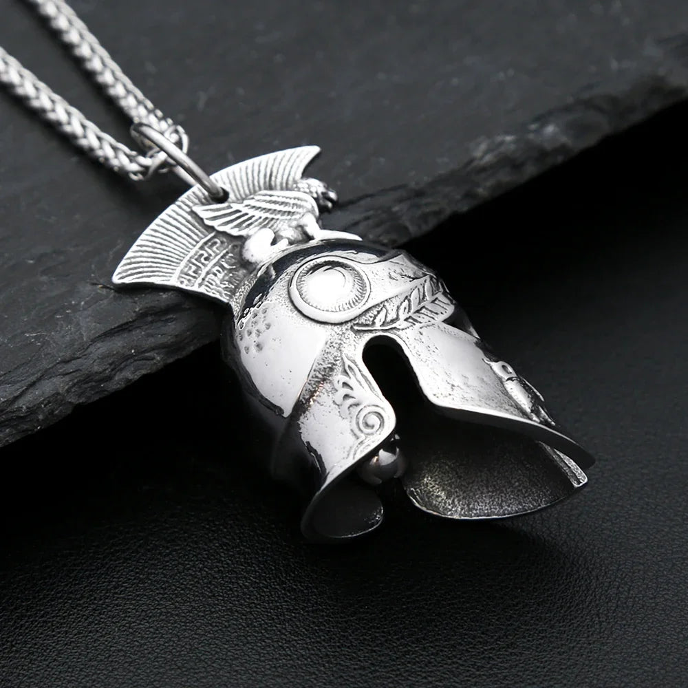 PENDRA Spartanhelm 3D Stainless Steel Spartan Helmet Pendant