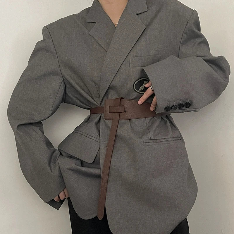 High-Quality Luxury Designer Belt For Women Knot Soft Pu Leather Long Plus Size Waistband Female Coat Corset Belt Cummerbunds