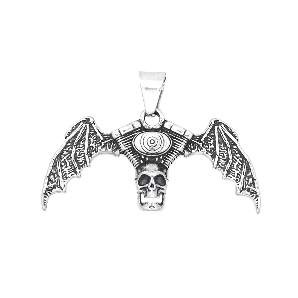 PENDRA Skullengine Gothic Skull Demon Wings Pendant