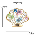 PENDRA Lovely Crystal Seashell Brooch