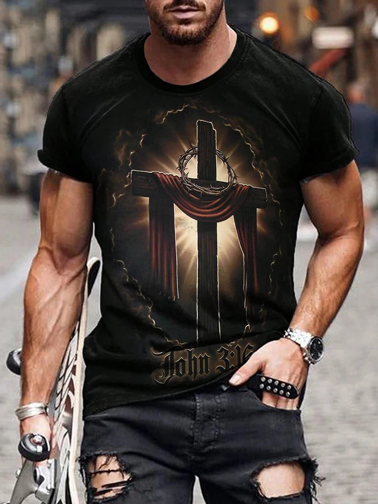 PENDRA Sports Jesus Print T-Shirt