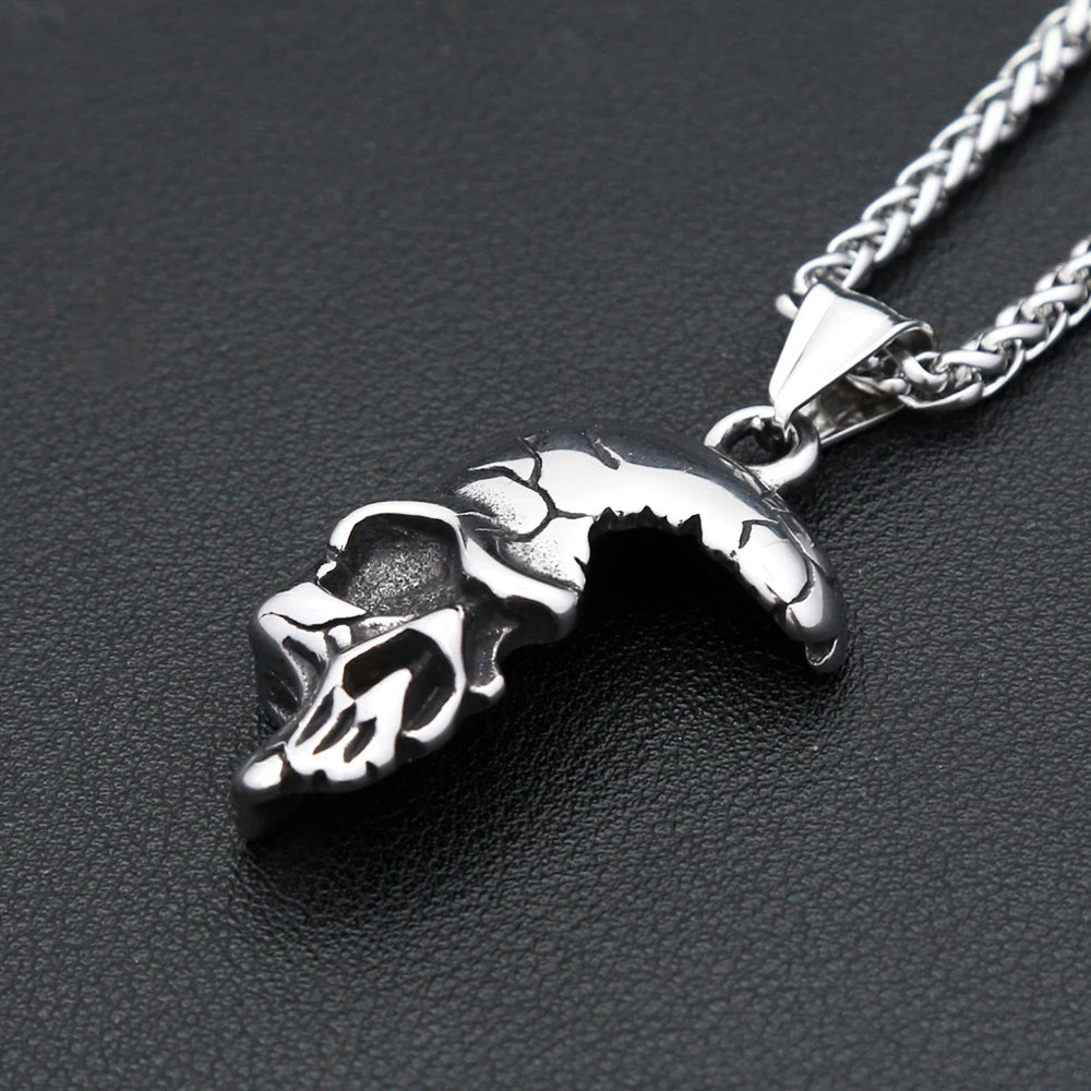 PENDRA Skullmask Punk Vintage Half-Face Skull Pendant Necklace