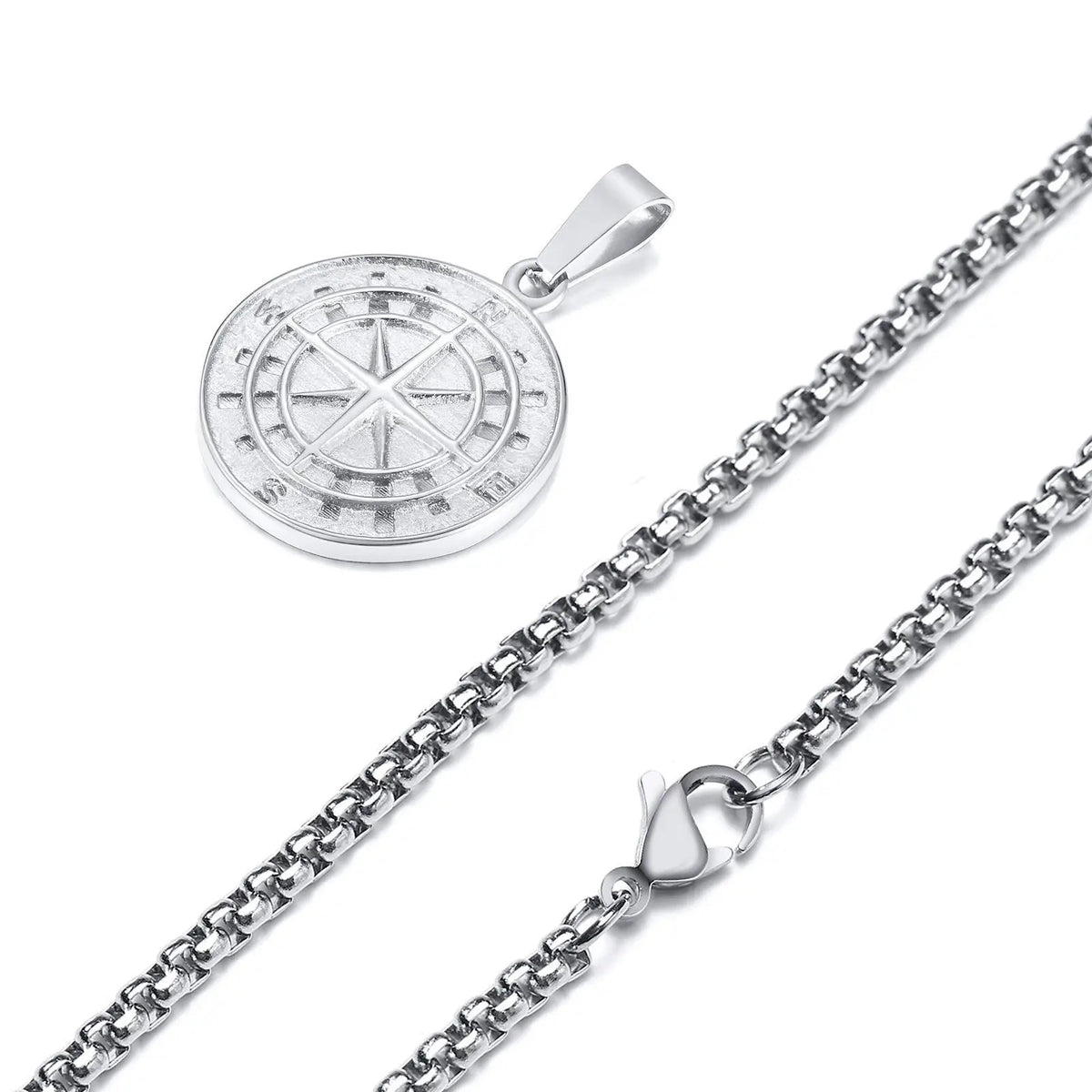 Gold Color Mens Compass Necklaces,Vintage Viking North Star Anchor Medal,Stainless Steel Pendant for Male Boyfriend Dad Gift