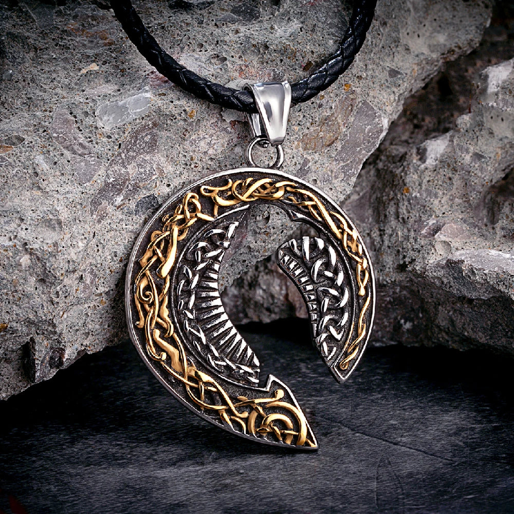 PENDRA Celtic Knot Rune Crow Necklace