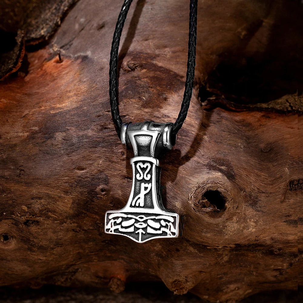 PENDRA Rune Vintage Leather Necklace