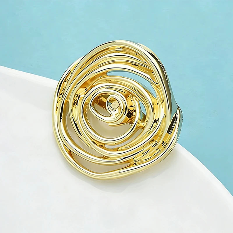 PENDRA Roselle 2-Color Artistic Metal Rose Brooch