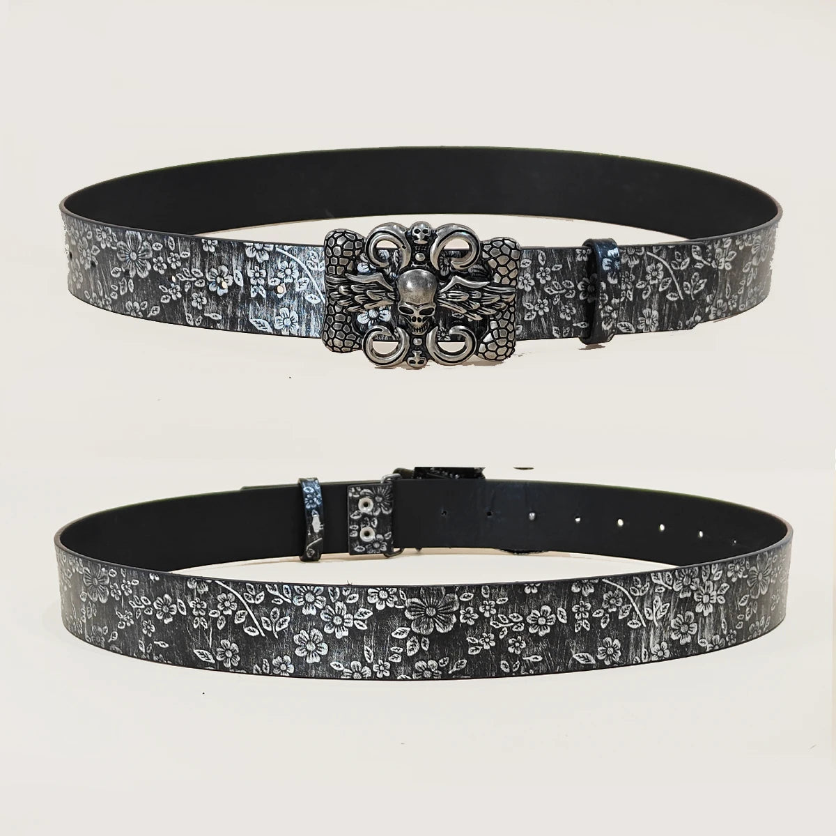Nostalgic Design New Fashion Belt For Men Women Decoration Paired with Jeans Skirt Versatile Niche Silver Flora Black Belt
