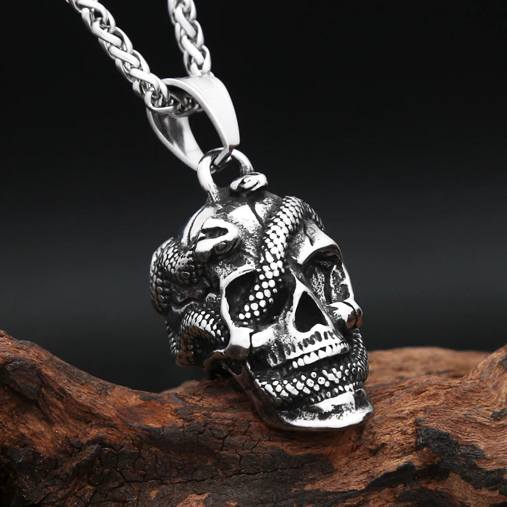 PENDRA Skullcarve Gothic Stainless Steel Skull Pendant