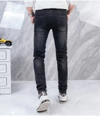Original Brand Men's Clothing Autumn and Winter New Trend Letter Embroidered Jeans Men's Slim Fashion Korean Elastic Trousers