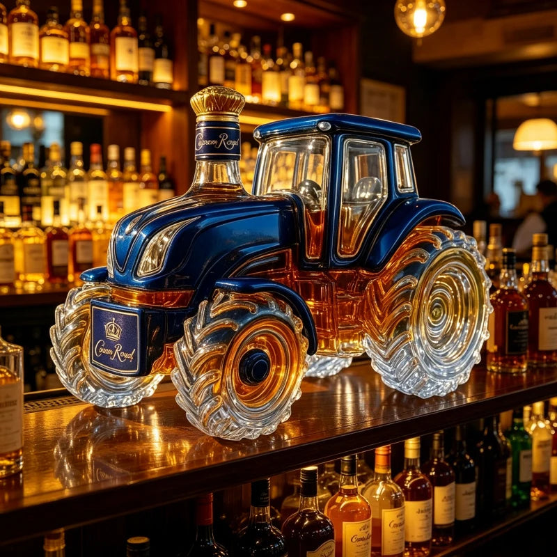 Premium Tractor Design Whiskey Decanter Glass Liquor Bottle Barware Collection Ornaments