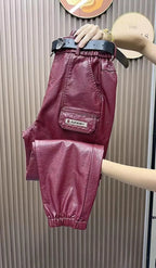 PENDRA Oversized Pocket Loose Leather Cargo Pants