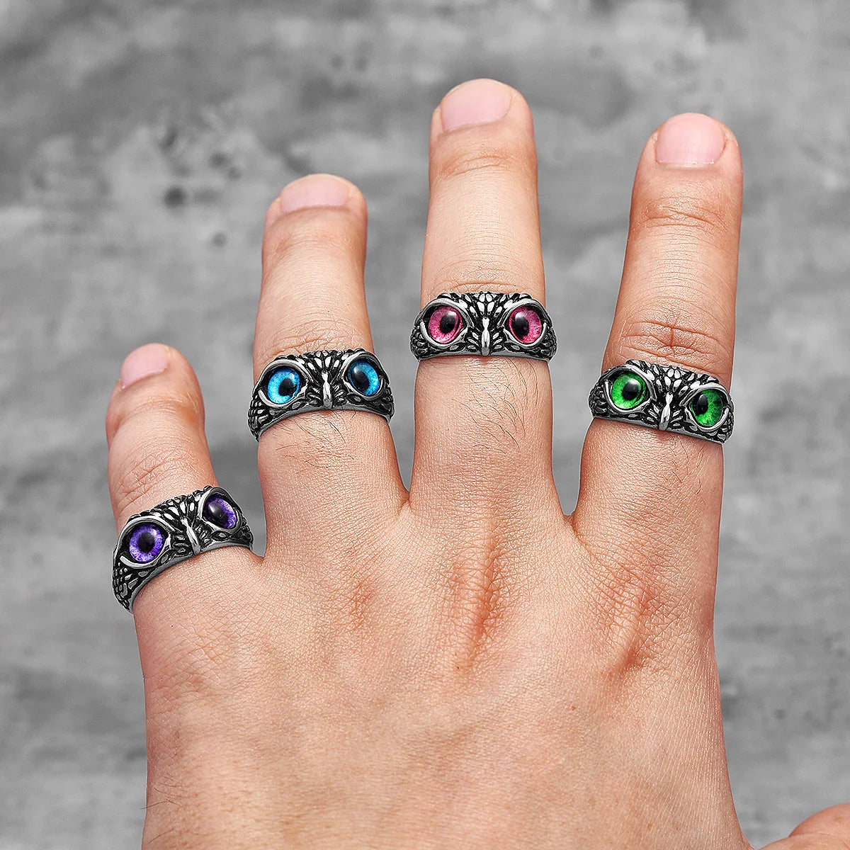 Multiple Color Cute Owl Stainless Steel Womens Mens Rings Punk for Gril Boyfriend Jewelry Creativity Gift Dropshipping Wholesale