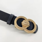 PENDRA Aureine Leather Gold Double-Ring Buckle Minimal Belt