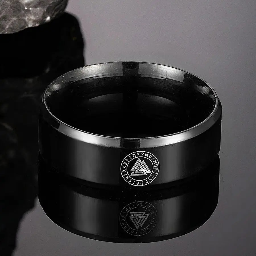 PENDRA Rune Black Steel Ring