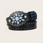 PENDRA Lunaine Leather Turquoise Buckle Western Gothic Belt