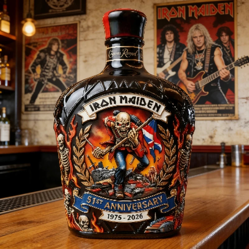 Iron Maiden 51st Anniversary Whiskey Decanter Collectible Glass Liquor Bottle Barware