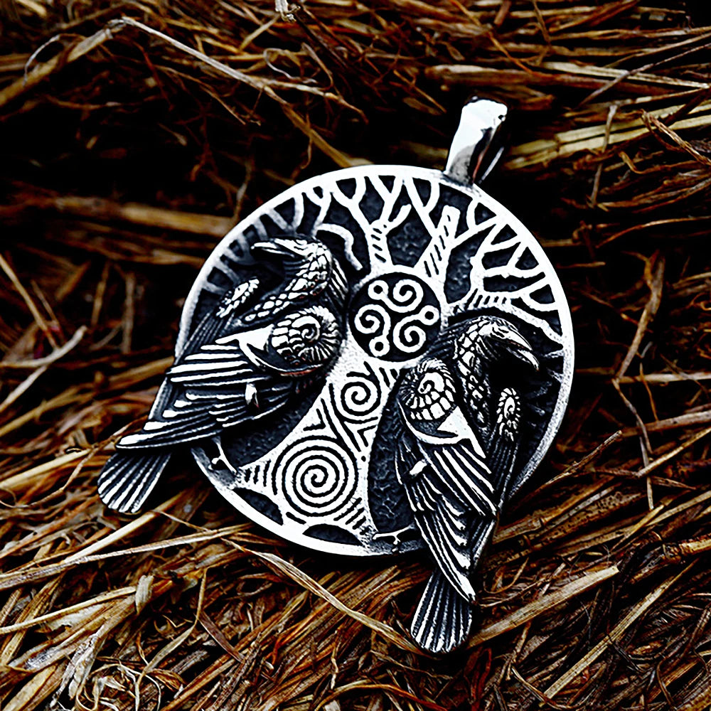 PENDRA Ravenodin Viking Double Ravens Pendant Necklace