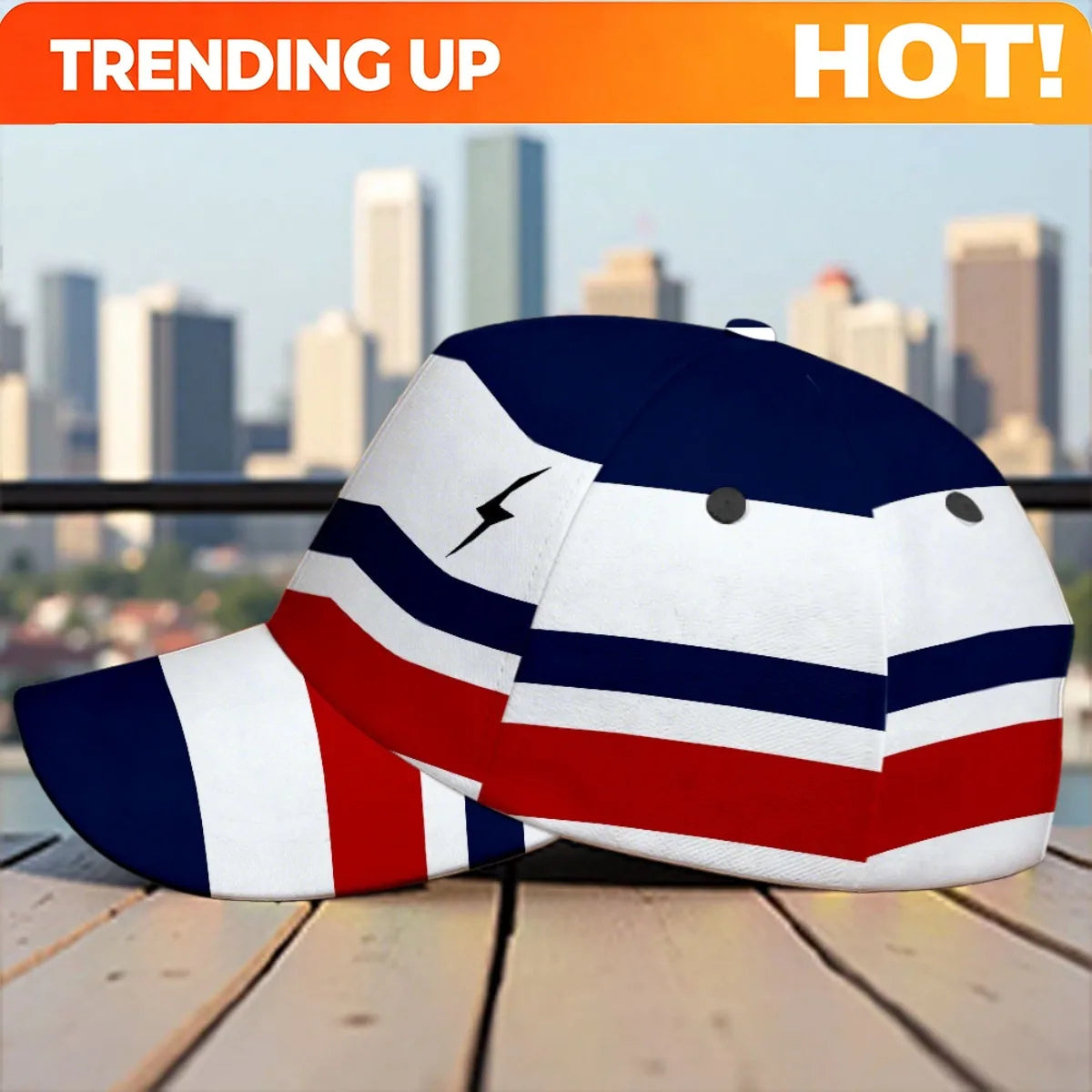 1pc Featuring an Strike Abstract Stripes Design, This Adjustable Snapback Cap Is Ideal for Street And Outdoor Activities.