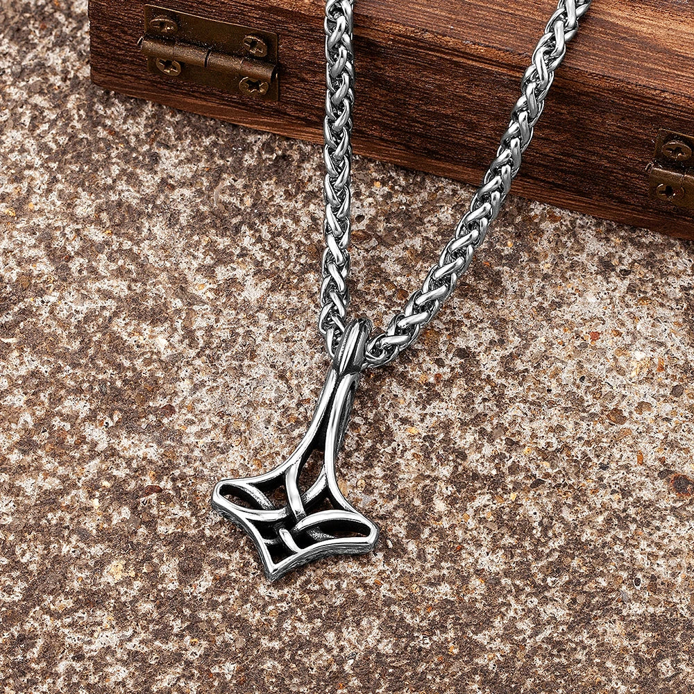 PENDRA Celtic Knot Rune Steel Necklace