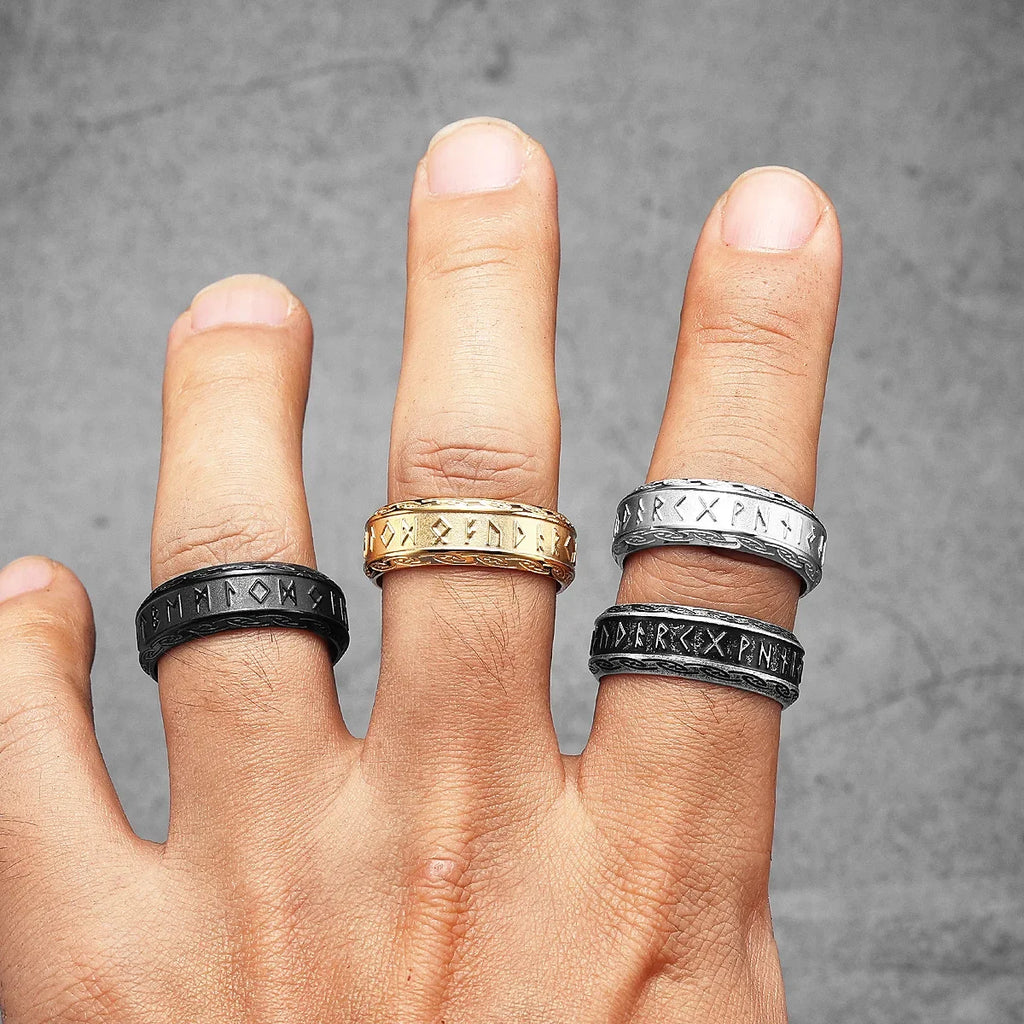 PENDRA Runes Rock Stranger Steel Ring