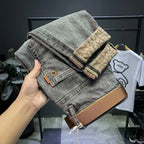 High-End 2023 Casual Cotton Luxury Men's Jeans with Embroidery for 2023 Spring and Autumn Work Straight Denim Pants for Men