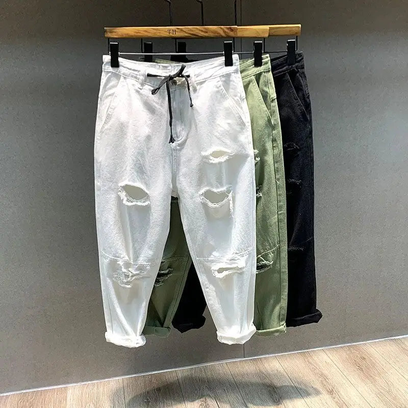 PENDRA Denim Distressed Harem Pants