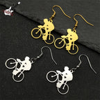 Hiphop Bike Man Dangle Earrings For Women Men Stainless Steel Gold Silver Color Male Drop Earring Jewelry Gifts